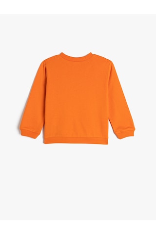 Koton Sweatshirt Bisiklet Yaka Pamuklu Dozer Baskılı Şardonlu Turuncu 4wmb10097tk Turuncu