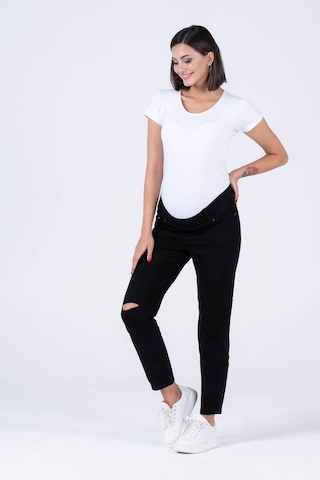 Busa Hamile Alt Karın Bantlı Skinny Dar Paça Kot Pantolon Siyah-siyah