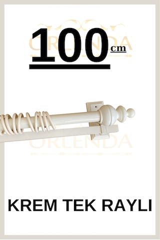 Rustik Perde Askısı Krem 100cm - Ahşap Rustik Krem