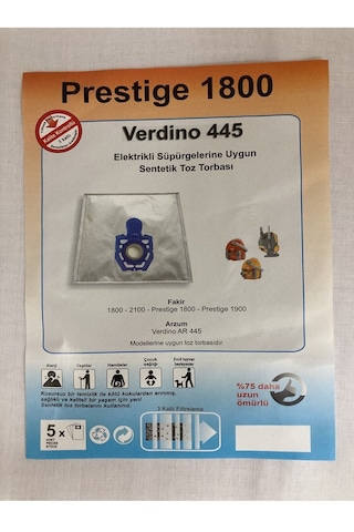 Resmi Distribütör Garantili Fakir Prestige 1800 Toz Torbası 5 Adet Beyaz