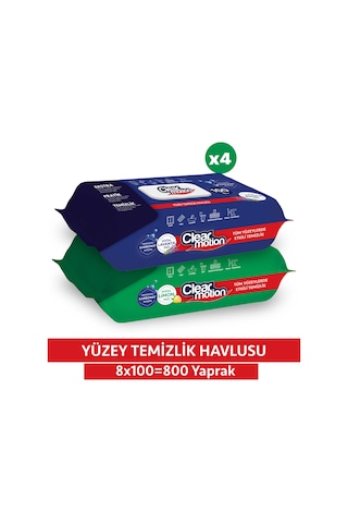 Clearmotion Yüzey Temizlik Havlusu (8x100) 800 Yaprak