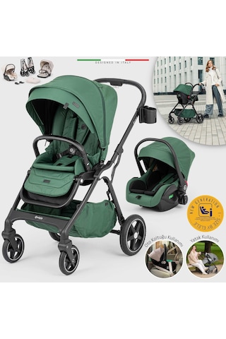Elele Hera Travel Sistem Bebek Arabası Silver Yeşil