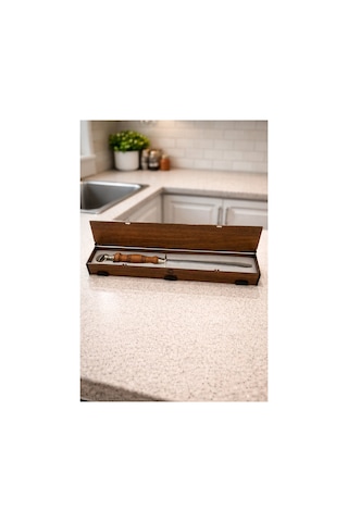 CH woodline Premium Masat 22 Cm, 4140 Çelik Bıçak Bileyici, Ceviz Saplı, Ahşap Kutulu Profesyonel Masat -