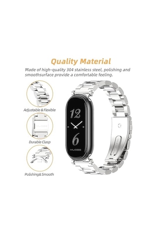Xiaomi Mi Band 8 / Band 9 Kordon Klipsli Metal Kordon 04 +kısaltma Aparatı