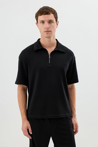 Antioch Polo Yaka Basic T-shirt Siyah