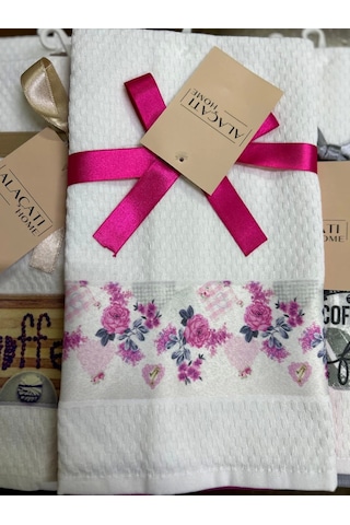 Nivemeshome 2 Li Fuşya-beyaz Asorti Model Mutfak Havlusu