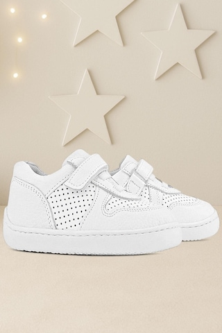 Rakerplus Bob Hakiki Deri Beyaz Barefoot Beyaz Tabanlı Cırtlı Bebek Sneaker Ayakkabı Beyaz