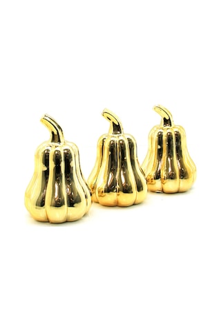 Büro Ev Ofis Dekoru İçin Maksi Golden Seramik Uzun Saplı Balkabağı Motif Biblo