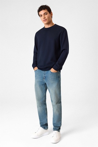 Backandbond Bisiklet Yaka Lacivert Sweatshirt