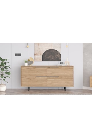 Bohem Konsol 160cm 4 Kapaklı Metal Ayaklı Sepet Boh3-s Kahverengi