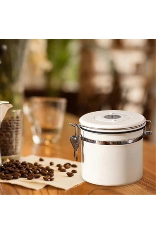 Kahve Makinesi Hava Geçirmez Kahve Çekirdek Kabı, Tarih Takipli, Paslanmaz Çelik Mutfak Saklama Kabı, 1,8 L - Yvan -