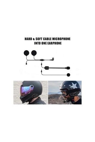 Mikrofonlu Motosiklet Kaskı Kulaklığı Tam/yarım Yüz Kaskları İçin 2 Si 1 Arada Kulaklık Seti