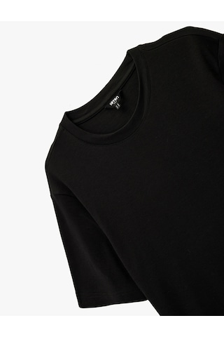 Koton Regular Fit Kısa Kollu Pamuklu Bisiklet Yaka Tişört Siyah 6sam10021mk