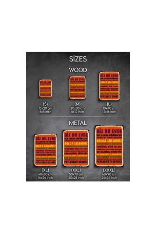 Biz Bu Evde Yazılı Retro Tablo Aile Temalı Dekoratif Duvar Tablosu Ahşap & Metal Seçenekli