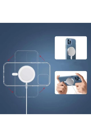 Apple Uyumlu iPhone 13 Kilif Sert Pc Magsafe Seffaf Kapak Embos 566390774