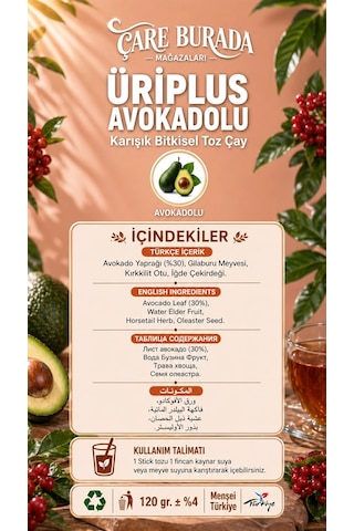 Dr. Bronos - Üriplus Avakadolu 30'lu Stick Çay Avakado & Gilaburu & Kırkkilit Otu & İğde Çekirdeği