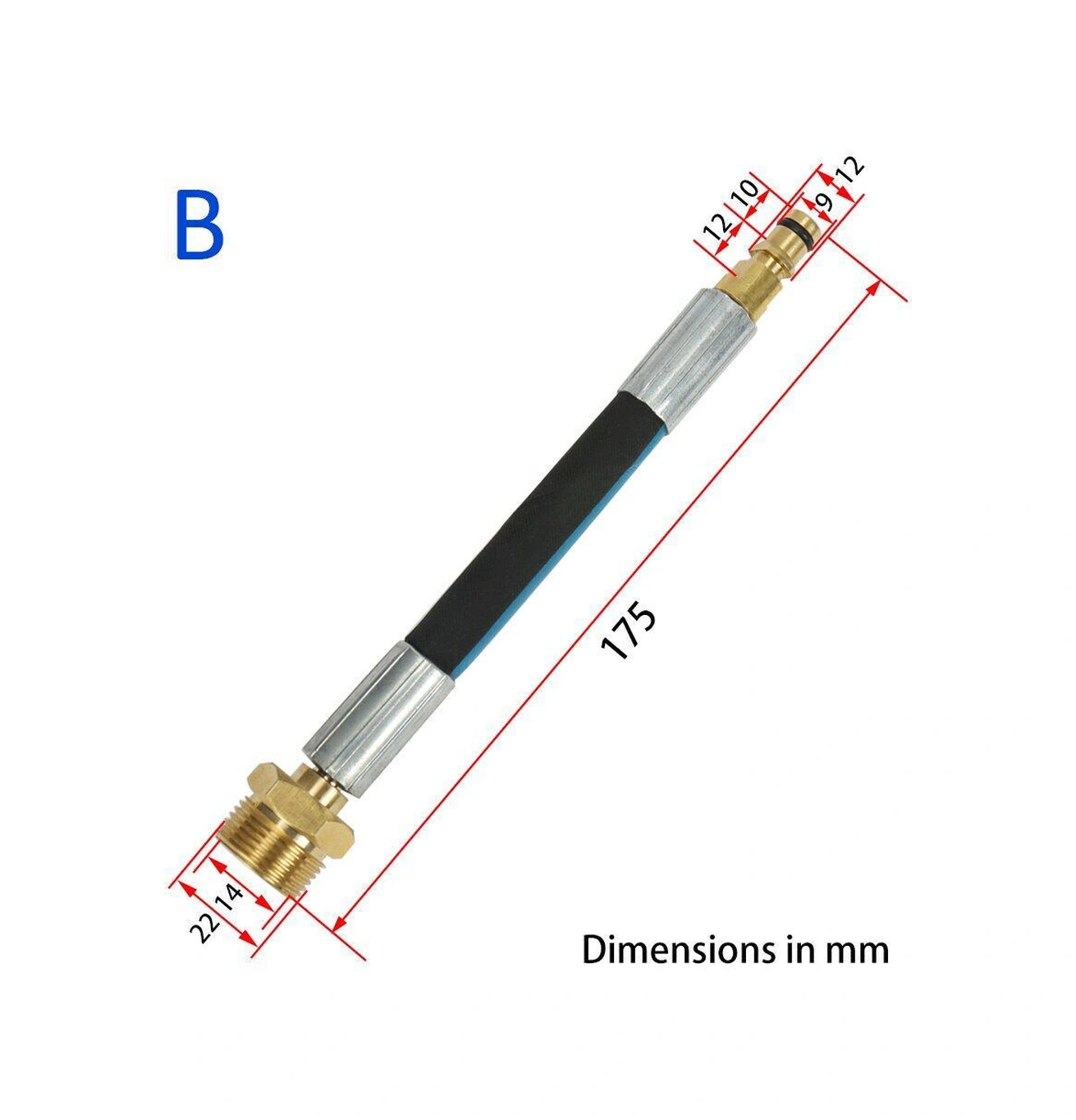 Mufunye Karcher Uyumlu Yüksek Basınç Yıkama Makinesi Bağlantı Adaptörü - M22-m + Kauçuk Boru + Hızlı Takma Uç B Tipi - Dayanıklı Pirinçten Yapım