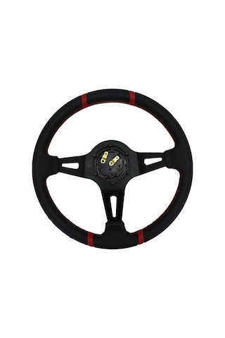 SİYAH SİYAH KIRMIZI MOMO OFSETLİ SPOR DİREKSİYON PVC