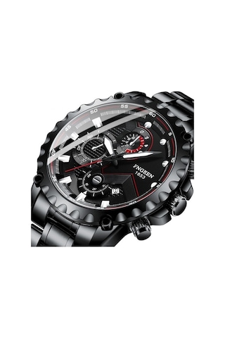 Fastbuy Fngeen 5757 Erkek Saat, Su Geçirmez, Paslanmaz Çelik, Siyah Deri Kılıf, Beyaz Yüzey, Spor Tarzı, Çok Renkli Çok Renkli