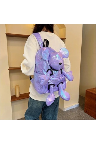 Jıalan Disney Renkli Sırt Çantası Büyük Kapasiteli Parlak Yüz Mor