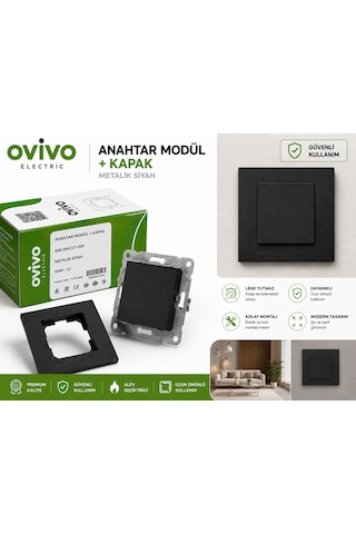 Ovivo Grano Siyah Tekli Anahtar - Çerçeve Dahil