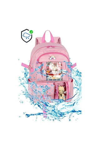 Waddell Kore Kawaii Tarzı Okul Sırt Çantası, Termal Beslenme Çantası Ve Kalemlik Pembe 26700