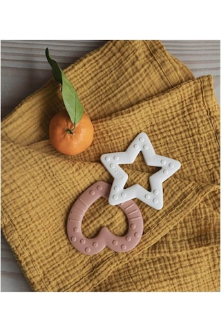 Bibs Baby Bitie Heart Peach Dişlik Turuncu