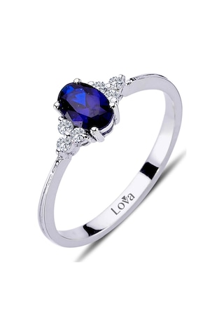 Lova Pırlantalı Oval Safir Yüzük - 1020230