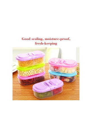 Geeroyoo Çift Bölmeli Kapaklı Mutfak Saklama Kabı - Pratik Ve Dayanıklı Gıda Depolama Kutusu Mavi Diğer