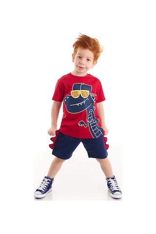 Denokids Cool Dino Erkek Çocuk Şort Takım Çok Renkli