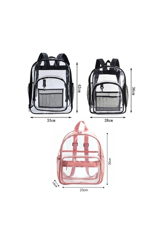 Şeker Rengi PVC Şeffaf Su Geçirmez Öğrenci Okul Çantası - Siyah