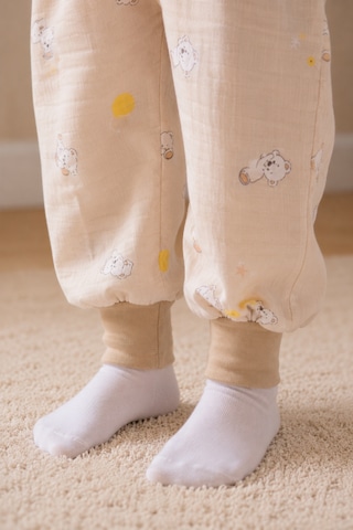 Babyhola Yazlık Müslin Çocuk Uyku Tulumu 1-8 Yaş Unisex Kısa Kollu %100 Pamuk 2703 Kahverengi
