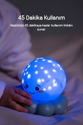 Cloud-b Ahtapot Parıldayan Yıldızlı Gece Lambası 11 Cm Mavi