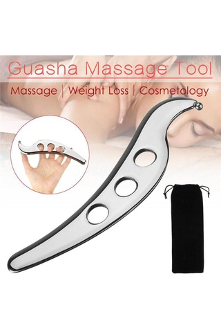 Suntek Paslanmaz Çelik Gua Sha Kurulu Kas Kazıma Masaj Aleti Gümüş