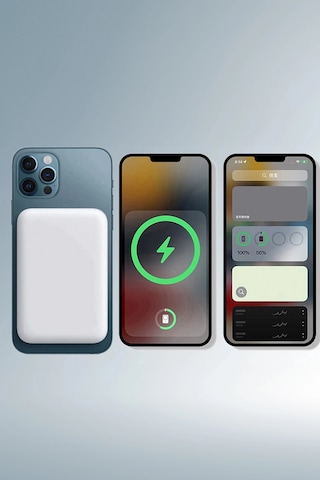 Thentech 5000mah Kablosuz Şarj Magsafe Özellikli Telefonlara Uygun Telefon Arkasına Mıknatıslı Powerbank Beyaz