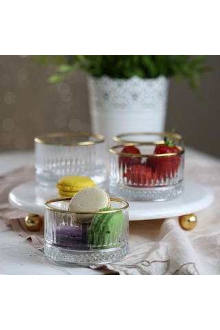 Akayev Mermer Beyaz 25 CM Boncuk Ayak Gold Elysia 4'lü Reçellik I