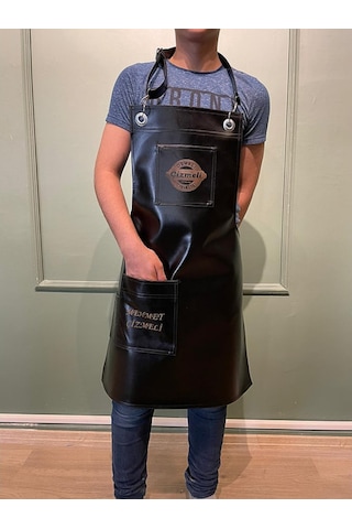 Deri Cepli Cafe Restoran Kasap Önlüğü Askılı Trend Önlük Modeli