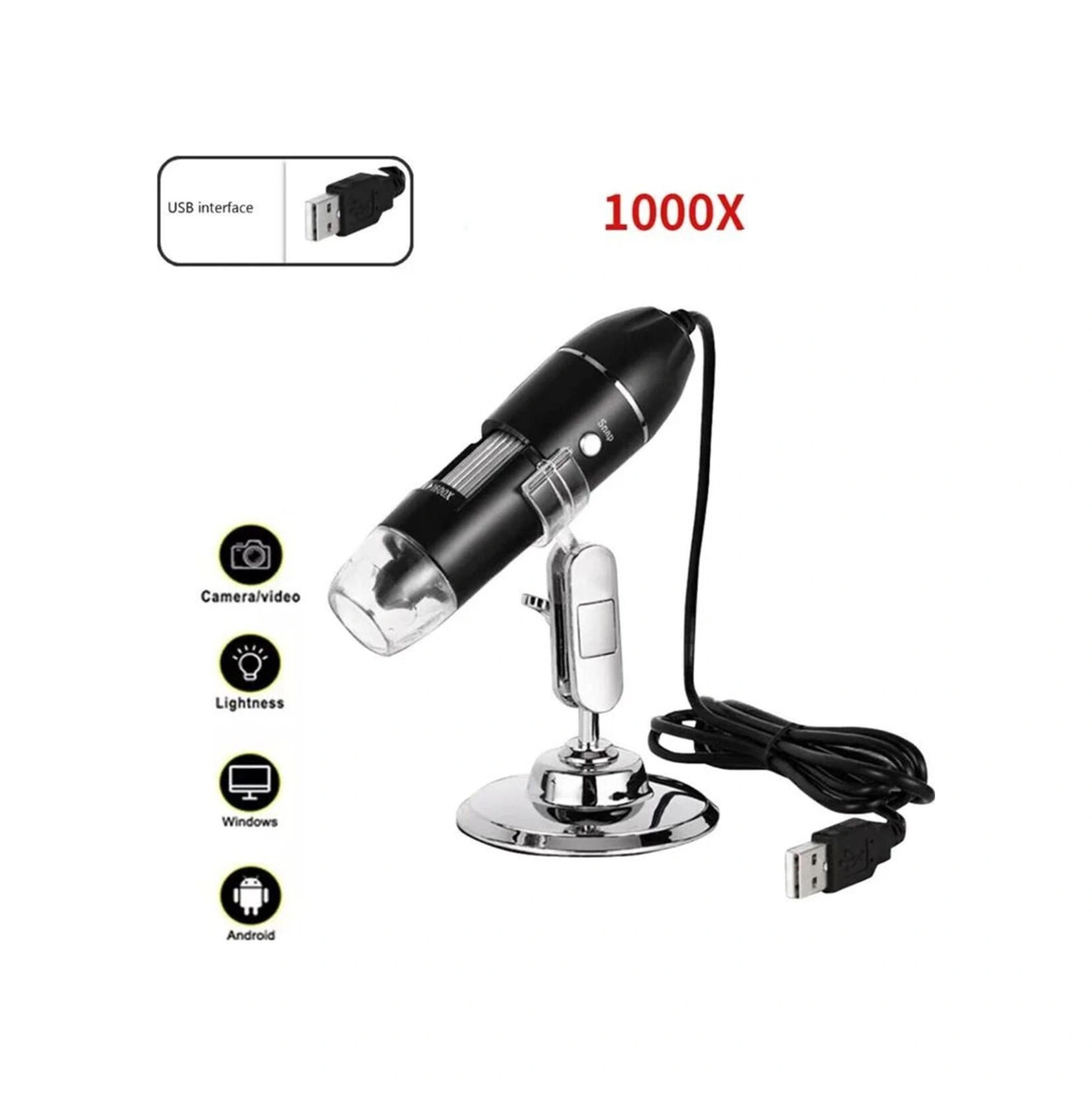 Dijital Usb Mikroskop 1000x Zoom Electronic Magnifier Fotoğraf Ve Video Kayıtlı