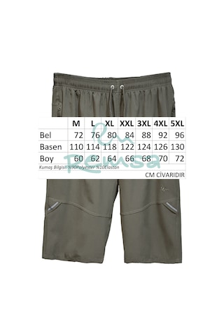 Ters Fermuar Erkek Şort Mayo Rks-08 Haki Haki Yeşil
