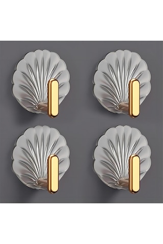 Vkemall Pratik Ve Şık Duvar Askıları: 4'lü Altın Kabuk Desenli Yapışkan Kanca Seti Altın