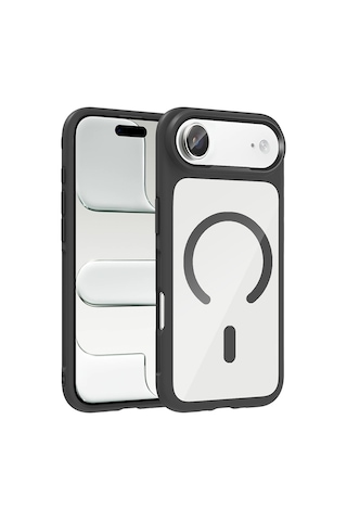 Apple Uyumlu iPhone 17 Air Kılıf M-safe Şarj Özellikli Metal Kamera Çerçeveli Zore Tiko Kapak Siyah
