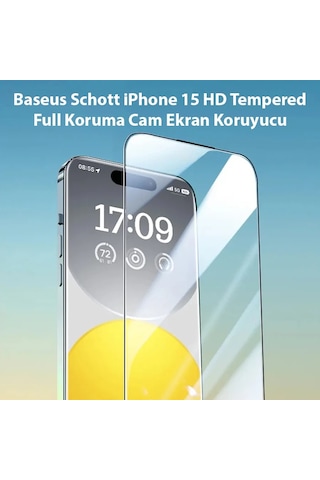 Baseus Apple, Uyumlu iPhone 15 Hd Tempered Full Koruma Cam Ekran Koruyucu- 5775 99110521