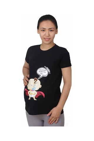 Mummy's Baby Hamile Tişört Moomy Fat Siyah 8447
