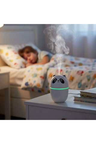 Panda Figürlü Ultrasonik Hava Nemlendirici Led Işıklı Soğuk Buhar Masaüstü Oda Nemlendirici