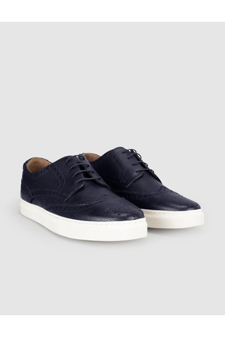 Cabani Lacivert Hakiki Deri Erkek Oxford Sneaker