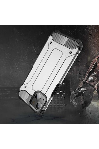 Apple Uyumlu iPhone Ekılıf 13 Mini Kılıf Çift Katman Zırh Tank Crash Military Kapak Siyah
