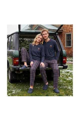 Pijamoni Kadın Pamuksoft Yaka Düğmeli Pijama Takımı 6510-kadın Füme
