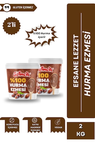2'li Set Katkısız Doğal %100 Sade Hurma Ezmesi %100 Hurma Dolgusu 2kg Hurma Püresi 2 Adet