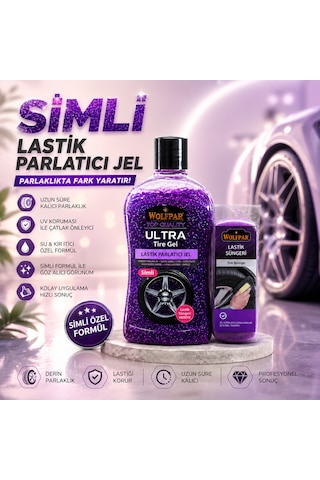 Simli Lastik Parlatıcı Jel Ve Lastik Süngeri Mor