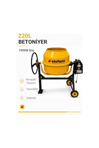 Elefant 220 L Betoniyer Harç Karma Makinesi Karıştırıcı